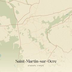 Fototapeta premium Vintage map of Saint-Martin-sur-Ocre, France.