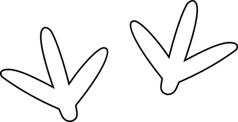 Cute chicken footprints outline. little chick Footprints coloring page.  Easter chick footprints. Bird footprints. flat stock vector. Transparent background. © 素真 莊