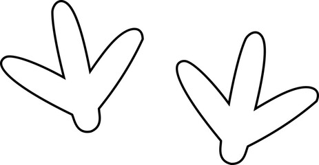 Cute chicken footprints outline.
little chick Footprints coloring page. 
Easter chick footprints.
Bird footprints.
flat stock vector.
Transparent background.