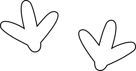 Cute chicken footprints outline.
little chick Footprints coloring page. 
Easter chick footprints.
Bird footprints.
flat stock vector.
Transparent background.