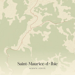Obraz premium Vintage map of Saint-Maurice-d'Ibie, France.