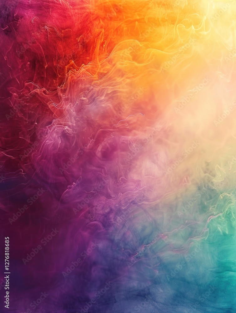 Poster colorful ink splashes merge seamlessly, creating a dreamy and artistic watercolor effect with soft t