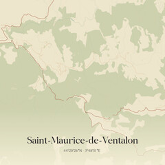 Obraz premium Vintage map of Saint-Maurice-de-Ventalon, France.