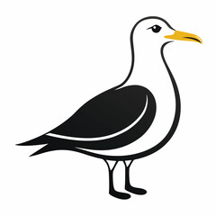 Seagull Bird Silhouette Vector Icon White Background