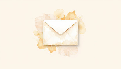 Watercolor envelope illustration with notification symbol, clear communication