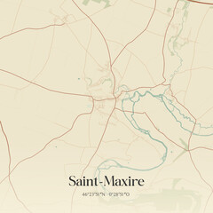 Fototapeta premium Vintage map of Saint-Maxire, France.
