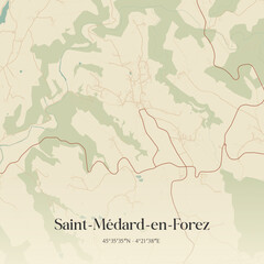 Obraz premium Vintage map of Saint-Médard-en-Forez, France.