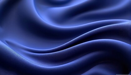 Fototapeta premium Blue Satin Fabric Drapes Smoothly on the Surface.