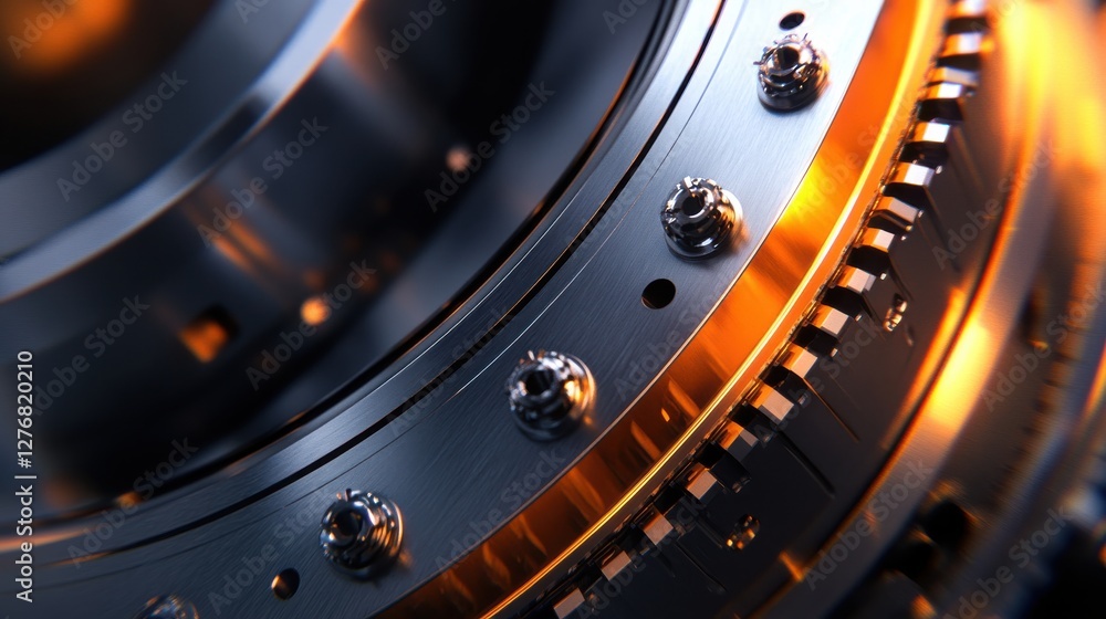 Poster close-up view of intricate metallic gears and mechanical components