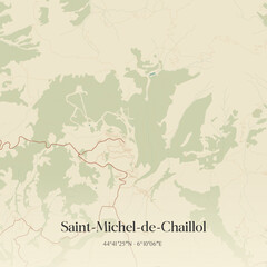 Obraz premium Vintage map of Saint-Michel-de-Chaillol, France.