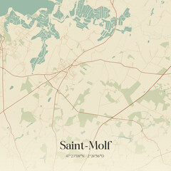 Fototapeta premium Vintage map of Saint-Molf, France.