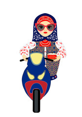 Russian Matryoshka and a motorcycle illustration