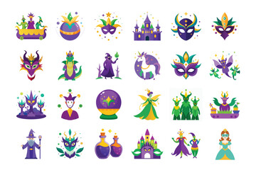 bandle mardi gras mystical & fantasy themes vector illustration