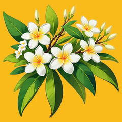 Obraz premium Simple Botanical Blossom On a yellow Background 