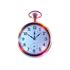 Pocket watch holographic 3D icon. neon symbol vector illustration isolated on white background. Generative AI
