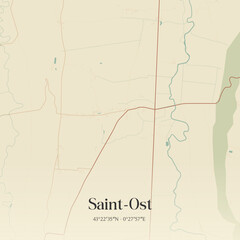 Obraz premium Vintage map of Saint-Ost, France.