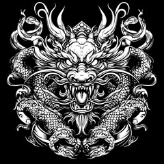 Obraz premium Powerful Dragon Head Graphic Design