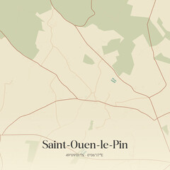 Obraz premium Vintage map of Saint-Ouen-le-Pin, France.