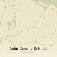 Fototapeta premium Vintage map of Saint-Ouen-le-Brisoult, France.