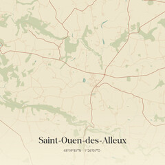 Fototapeta premium Vintage map of Saint-Ouen-des-Alleux, France.