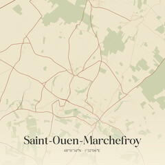 Fototapeta premium Vintage map of Saint-Ouen-Marchefroy, France.