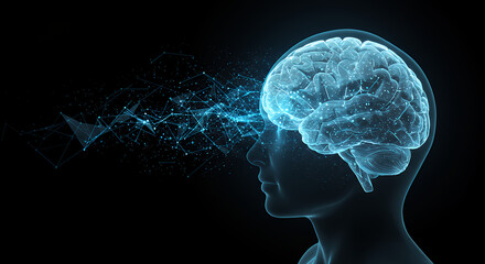 Obraz premium A futuristic scene of a human brain with the internet connected to it.