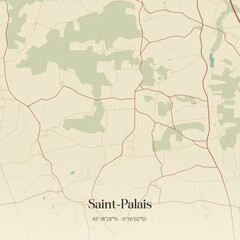 Fototapeta premium Vintage map of Saint-Palais, France.