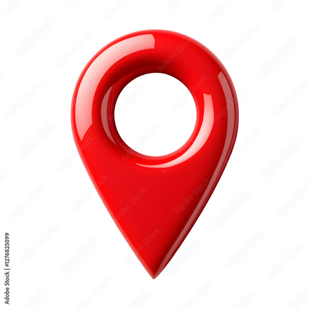 Poster 3d shiny red location map pin isolated on transparent background. location map pin png