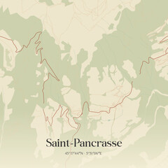Obraz premium Vintage map of Saint-Pancrasse, France.