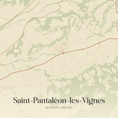 Fototapeta premium Vintage map of Saint-Pantaléon-les-Vignes, France.