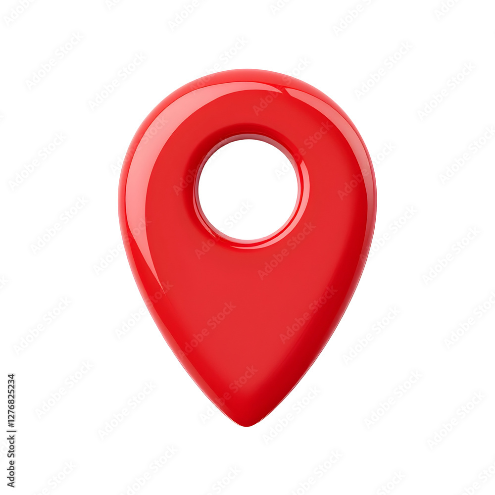 Poster 3d shiny red location map pin isolated on transparent background. location map pin png