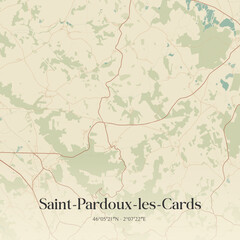Fototapeta premium Vintage map of Saint-Pardoux-les-Cards, France.