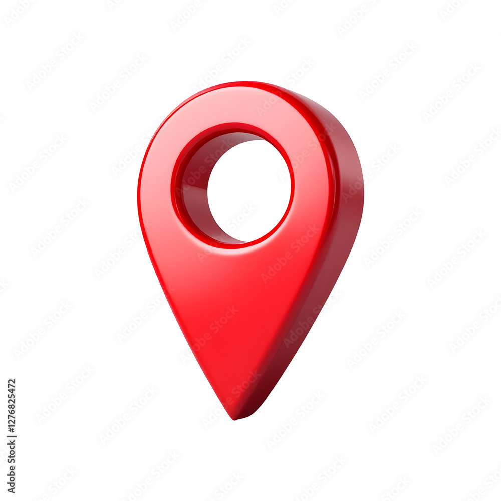 Poster 3d red location map pin icon isolated on transparent background. red pin location icon png