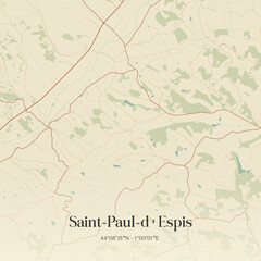 Fototapeta premium Vintage map of Saint-Paul-d'Espis, France.