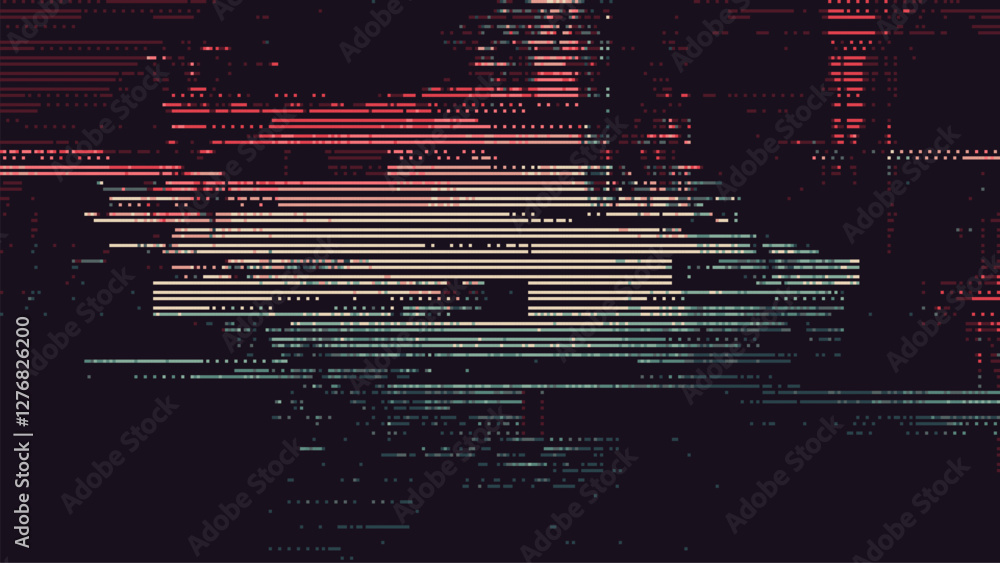 Aufkleber A dark background with lines of code and digital data. A digital glitch art. pixel art vector graphics. tech themed vector illustration or wallpaper.