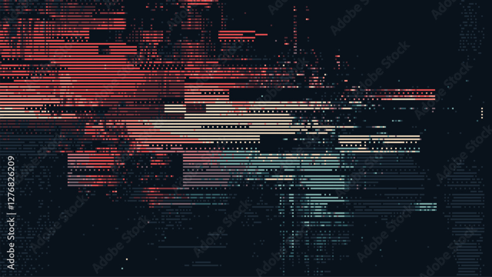 Poster Abstract digital pixelated textures and glitch effects on a black background. tech design. internet concept. Vector illustration. web banner or poster.
