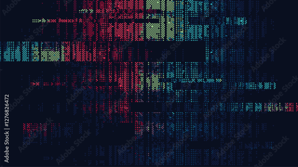 Fototapete A digital background of pixelated computer code. data visualization of complex code. computer glitch code texture. vector illustration.