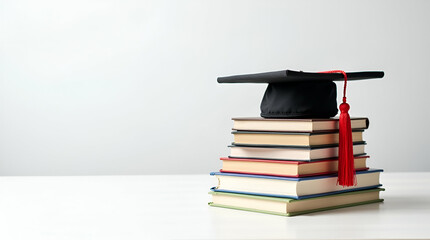 Graduation Cap on Stack of Books - Education and Achievement