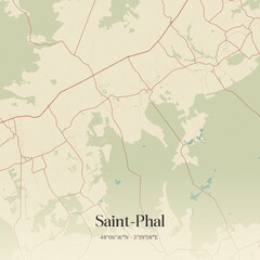 Obraz premium Vintage map of Saint-Phal, France.