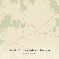Fototapeta premium Vintage map of Saint-Philbert-des-Champs, France.