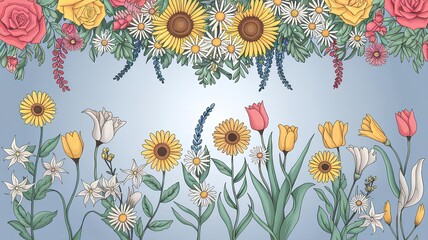 paisaje de girasoles amarillos