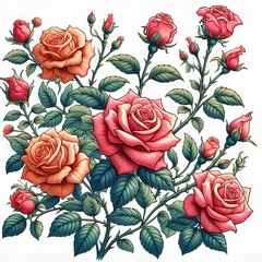 rosal sobre fondo blanco