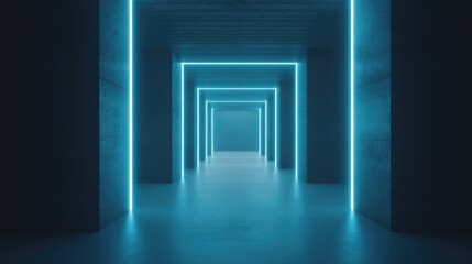Fototapeta premium drone shot of futuristic data center with glowing blue servers arranged in perfect symmetry