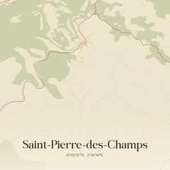 Obraz premium Vintage map of Saint-Pierre-des-Champs, France.