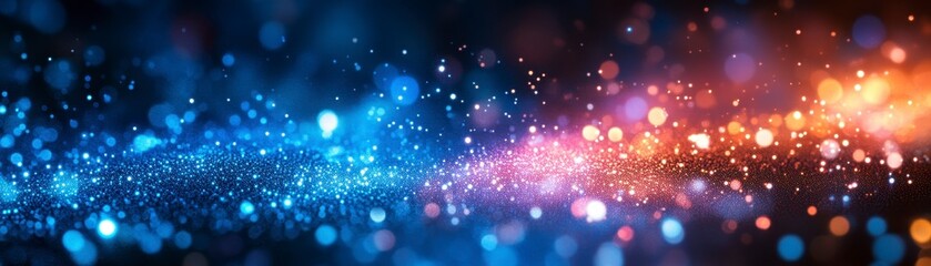 Naklejka premium A vibrant swirl of blue and orange lights creates a stunning cosmic effect, resembling a galaxy or abstract space scene.