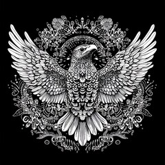 Fototapeta premium Eagle graphic design, intricate details, mandala style, print design, poster
