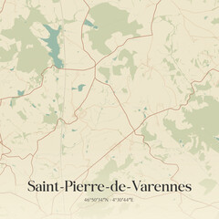 Fototapeta premium Vintage map of Saint-Pierre-de-Varennes, France.