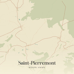 Obraz premium Vintage map of Saint-Pierremont, France.