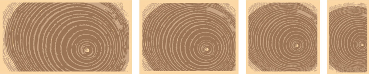 Naklejka premium Decorative Wood Cross-Section Vector Textures – Nature-Inspired Backgrounds 