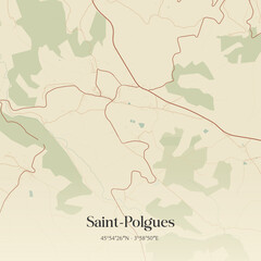 Obraz premium Vintage map of Saint-Polgues, France.